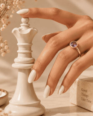 Purple Round Stone Ring for Women – Gold Tone