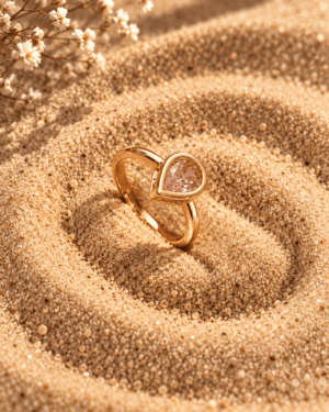 Pink Heart Stone Ring for Women – Gold Tone