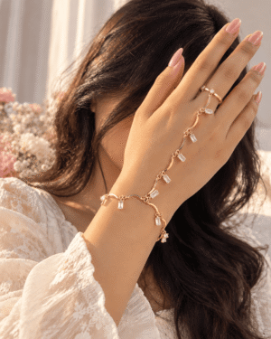 Gold Tone Crystal Hathphool for Women – Hand Chain Bracelet