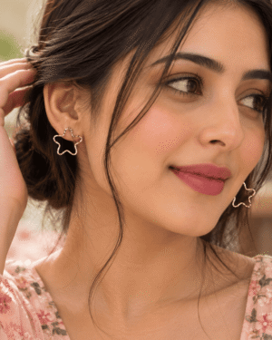 Star Hoop Earrings for Women – Gold Tone