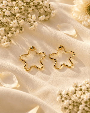 Star Hoop Earrings for Women – Gold Tone